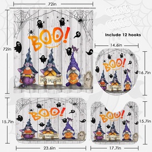 Cortina de Ducha de Poliéster con Diseño de Gnomos de Halloween, Impresión Digital, Impermeable, Personalizada, Moderna, al por Mayor - Product Image 2