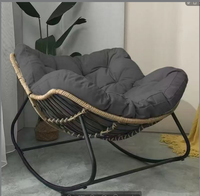 Fauteuil suspendu moderne et simple pour extérieur, en rotin tressé avec revêtement en tissu, structure métallique, chaise à bascule écologique multifonction pour patio