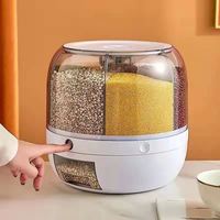 Distributeur de céréales multifonctionnel rotatif pliable en plastique ABS, résistant à l'humidité, pour cuisine, boîte de rangement pour céréales, conteneur à riz, anti-insectes