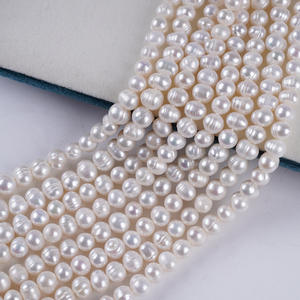 ไข่มุกน้ำจืดธรรมชาติขนาด 6-7 มม. สีขาว แบบร้อยเชือก สำหรับงาน DIY เครื่องประดับทำมือ สร้อยคอ จูจี้ - Product Image 4