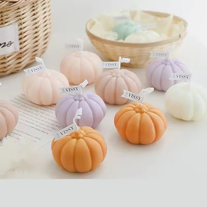 Forma de calabaza Velas aromáticas de cera de soja orgánica hechas a mano Aromaterapia personalizada para Halloween Pascua Día del padre - Product Image 3