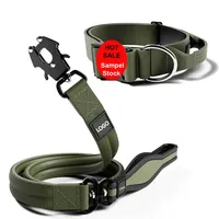 Collier et laisse tactiques pour chien en métal durable testé sous pression, doublure en néoprène mousse avec poignée antidérapante