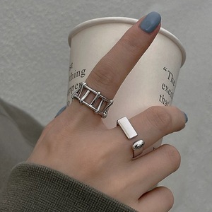 Geometric Fence <b>Ring</b> 925 Sterling Silver <b>Open</b> Style Minimalist Index Finger <b>Ring</b> Unisex Jewelry Gift - Product Image 1