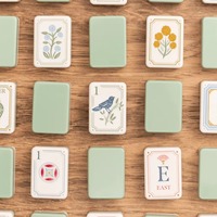 Set Mahjong Akrilik 3 Lapis Motif Bambu, Hewan, Alam, Bunga Hijau, Rumput, Naga Amerika untuk Hiburan