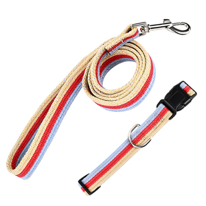 Nouvel ensemble collier <span class=keywords><strong>et</strong></span> laisse pour chien en sangle tissée personnalisée à rayures, réglable en plastique, durable pour la promenade - Product Image 1
