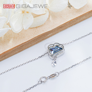 GIGAJEWE 2.8ct blu naturale Moissanite Sparkle collana 9K/14K/18K bianco oro massiccio 7.5*9 MM nuvola taglio pioggia nuvola Design - Product Image 4