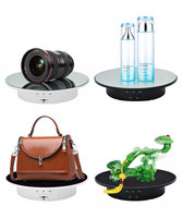 Platine Tournante Publicitaire 3 Vitesses 360 Degrés en ABS Blanc Effet Miroir, Alimentation USB Écologique, 20cm, Produit Portable pour Photographie