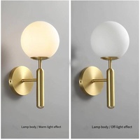 Lampu Dinding Globe Mid Century dengan Alas Logam, Lampu Dinding Sederhana untuk Kamar Tidur, Samping Tempat Tidur, Kamar Mandi, Dekorasi Latar Belakang