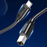 Cable USB Tipo C SAMZHE, Cable de Conexión de Datos de Impresora USB-C a USB-B con Conector Cuadrado, Compatible con Impresoras Epson, HP y Canon