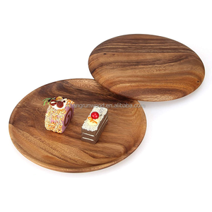 Acacia Wood Dinner <strong>Plates</strong> 10inch Round Acacia Wood <strong>Plate</strong> Set Easy Cleaning Lightweight for Dishes Snack Dessert - Product Image 4