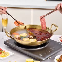 Marmite à fruits de mer moderne en acier inoxydable avec motif martelé, double poignée, pour cuisinière à gaz, type chinois, faitout