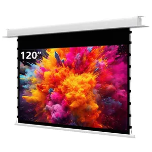 IN & VI厂家直销8K 120英寸电动伸缩式投影屏天花板嵌入式电动张力屏