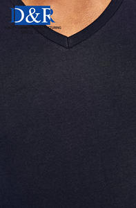 Camiseta de Manga Corta Lisa con Cuello en V, Corte Ajustado, Estilo Casual Elegante, en Jersey, Spandex/Algodón, Antiencogimiento - Product Image 2