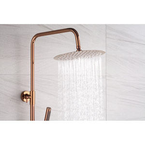 Set <span class=keywords><strong>Doccia</strong></span> <span class=keywords><strong>e</strong></span> <span class=keywords><strong>Vasca</strong></span> da <span class=keywords><strong>Bagno</strong></span> a Parete in Ottone Spazzolato Oro Rosa OEM/ODM <span class=keywords><strong>con</strong></span> Doccetta <span class=keywords><strong>e</strong></span> Asta Scorrevole per Hotel <span class=keywords><strong>e</strong></span> Ville - Product Image 3