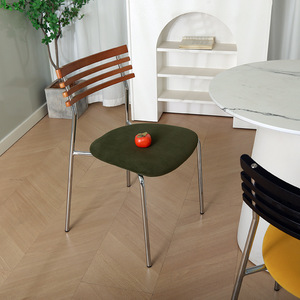 <b>Dining</b> <b>Chair</b> Green And Yellow Metal Frame With Wooden Backrest For Home Kitchen Use - Product Image 3
