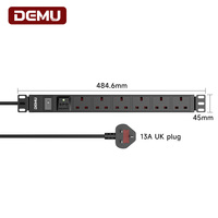 Boîtier de distribution PDU en aluminium pour le Royaume-Uni, 6 prises BS1363, interrupteur de surcharge 13A 3250W, 19 pouces 1U, multiprise avec filtre harmonique pour une meilleure qualité d'alimentation