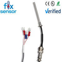 Sensor Suhu Tahan Air PT100 Platinum Resistance Temperature Sensor (RTS) Tipe K, Terpasang di Flens, Berpegas, Bahan Stainless Steel