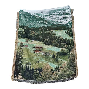 Plaid tissé Paysage <span class=keywords><strong>Montagne</strong></span> Moderne, Mélange Coton Polyester, Tapisserie à Pompons, pour Canapé et <span class=keywords><strong>Lit</strong></span>, Écologique, Décoration Bohème pour la Maison - Product Image 5