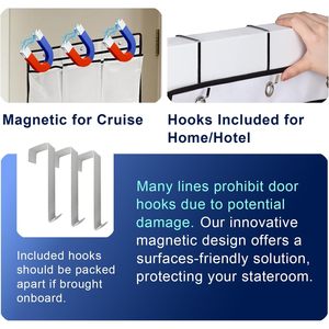 Over Door Organizer 13 Pocket Hanging Storage White Nylon Multifunctional Behind Door Wall Mount With <b>Hooks</b> For Neatening - Product Image 5