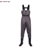 Kippo Luxe vente en gros Nylon imperméable Wading bateau pêche protège-poitrine avec bottes chasse combinaison chaussures