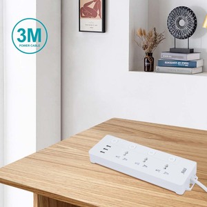 Multiprise Winning Star 5 prises 3 ports USB Câble 3M 10A 2000W Coque ignifuge Utilisation bureau et domicile - Product Image 3