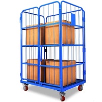 Chariot pliable en acier robuste capacité de 500kg équipement logistique pliable de pulvérisation électrostatique chariot à rouleaux de 500kg