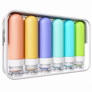 Lot de 6 flacons de voyage en silicone anti-fuite approuvés par la TSA de 3 oz pour articles de toilette, shampoing et après-shampoing, sans BPA - Product Image 1