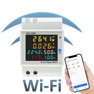 WIFI 6IN1 Display Smart Meter AC Monitor Voltage Current Power Factor Active KWH Electric Energy Frequency Meter N52-2068