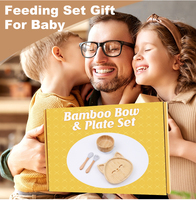 Assiette à bol en bois avec aspiration en silicone, ensemble de bols en bambou pour enfant, nouvelle idée de produit, mignon animal divisé avec logo personnalisé 2024