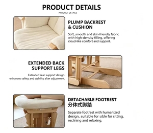 Sillón <span class=keywords><strong>de</strong></span> <span class=keywords><strong>lactancia</strong></span> Boucle para centro <span class=keywords><strong>de</strong></span> cuidado, sillón mecedor y otomana <span class=keywords><strong>de</strong></span> madera para <span class=keywords><strong>lactancia</strong></span> y ocio, ideal para mamá, bebé y enfermera. - Product Image 4