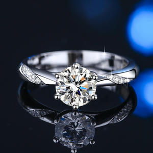 Bague en argent sterling 925 pour femme, classique, avec moissanite colorée de 1/2/3 carats, certifiée nationale, en stock, vente en gros - Product Image 1