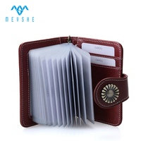Dompet Kartu Bisnis Kulit Asli RFID yang Praktis dengan Rumbai, Pola Logo Timbul, Gaya Vintage, dan Penutup Kancing