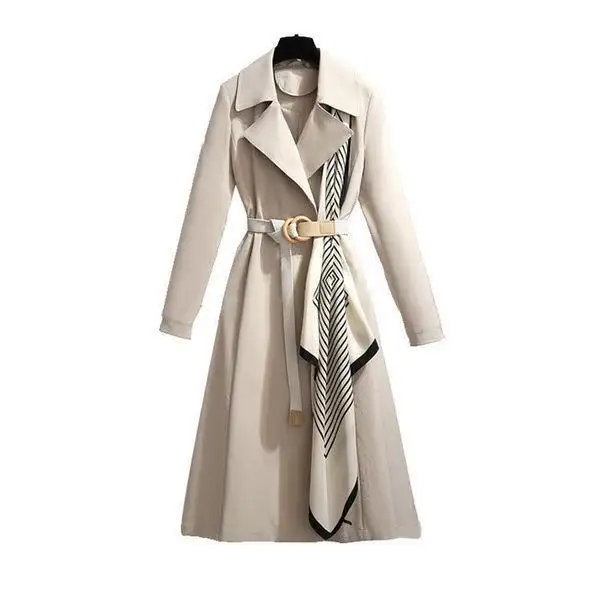 New Style Plus Size British Trend Double-breasted Ladies' Polyester Winter Women Wind Coat with belt