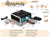 Nouvel Arrivage Moteur Brushless Sans Fil Portable Pro 5 en 1 UV LED Lampe à Ongles Lime à Ongles Électrique en Acrylique Perceuse Meuleuse