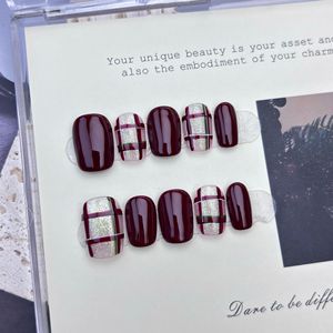Nouveau produit lancé, Faux ongles à presser faits main, motif fleur de fin de printemps, plaqué or, effet œil de chat, prêts à poser - Product Image 6
