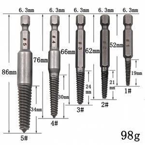 Juego de extractores de tornillos de vástago hexagonal métrico con estrías en espiral, herramienta de extracción de pernos dañados, extractor de tornillos de grado industrial - Product Image 1