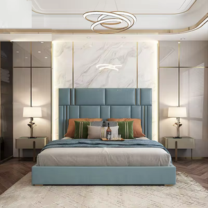 <span class=keywords><strong>Ive</strong></span>-Star Deluxe Cama doble simple Muebles de dormitorio modernos con marco de madera tapizado Estilo suave - Product Image 4