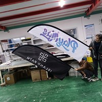 Drapeau de plage volant en gros, bannière promotionnelle, support de drapeau plume haut, publicité commerciale, restaurants, matériau polyester Sachi