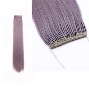 韓国のサロンで最も人気のある人毛エクステンションスタイル最高品質の手作り結び目糸ヘアエクステンションウィッグ
