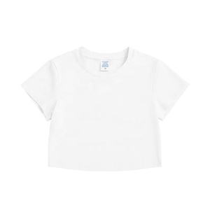 Grosir murah kaus <span class=keywords><strong>Crop</strong></span> top polos spandeks katun kaus t-shirt Slim Fit perempuan kosong - Product Image 4