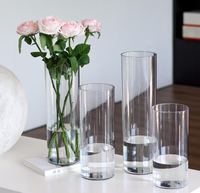 Vase Cylindrique Créatif Nordique en Acrylique – Écologique, Durable, Décoration de Centre de Table, Mini Vases de Luxe Transparents pour Plantes