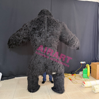 Costume gonflable personnalisé pour défilé, mascotte ambulante, gorille en peluche gonflable noir pour adultes