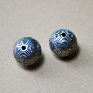 Tibetan Silver Round <b>Spacer</b> Beads With Petal Water Ripple Pattern 12mm For Jewelry Making Beading Supplies - Product Image 3