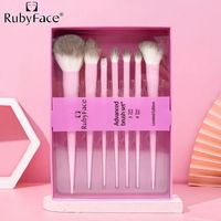 Ensemble de 7 pinceaux de maquillage professionnels, 3 pinceaux pour le visage, 4 pinceaux pour les yeux, poudre, contour, blush, fard à paupières, kit de mélange, rose lavande