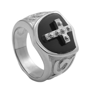 yunnique Men's <b>Silver</b> <b>Cross</b> <b>Ring</b> Stainless Steel Geometric Design Gift Jewelry - Product Image 4