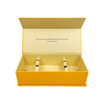 Boîte cadeau en carton de luxe personnalisée, jaune mat, magnétique, gaufrée, avec matériaux recyclés, pour bougies parfumées et insert en papier