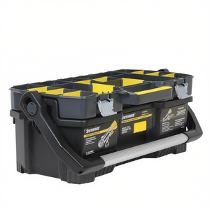<b>Tool</b> <b>Box</b> With Detachable Organizer Black And Yellow <b>Storage</b> Compartment For <b>Tools</b> And Equipment - Product Image 2