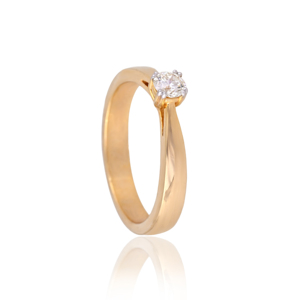 Anillo de Diamantes Solitario IVVS1 en Oro Amarillo y Blanco de 18K |   Colección de joyería fina de lujo para mujer a precio de mayorista - Product Image 2