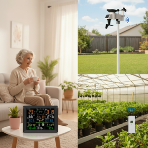Estación Meteorológica WiFi FT0300 con Sensor Inalámbrico de Temperatura, Humedad, Pluviómetro, Anemómetro, Pronóstico del Tiempo, 8 Canales - Product Image 4