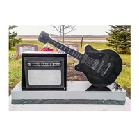 Style moderne absolu noir granit sculpté guitare pierre tombale conçu sur mesure cimetière Monument tombe pierre tombale style américain